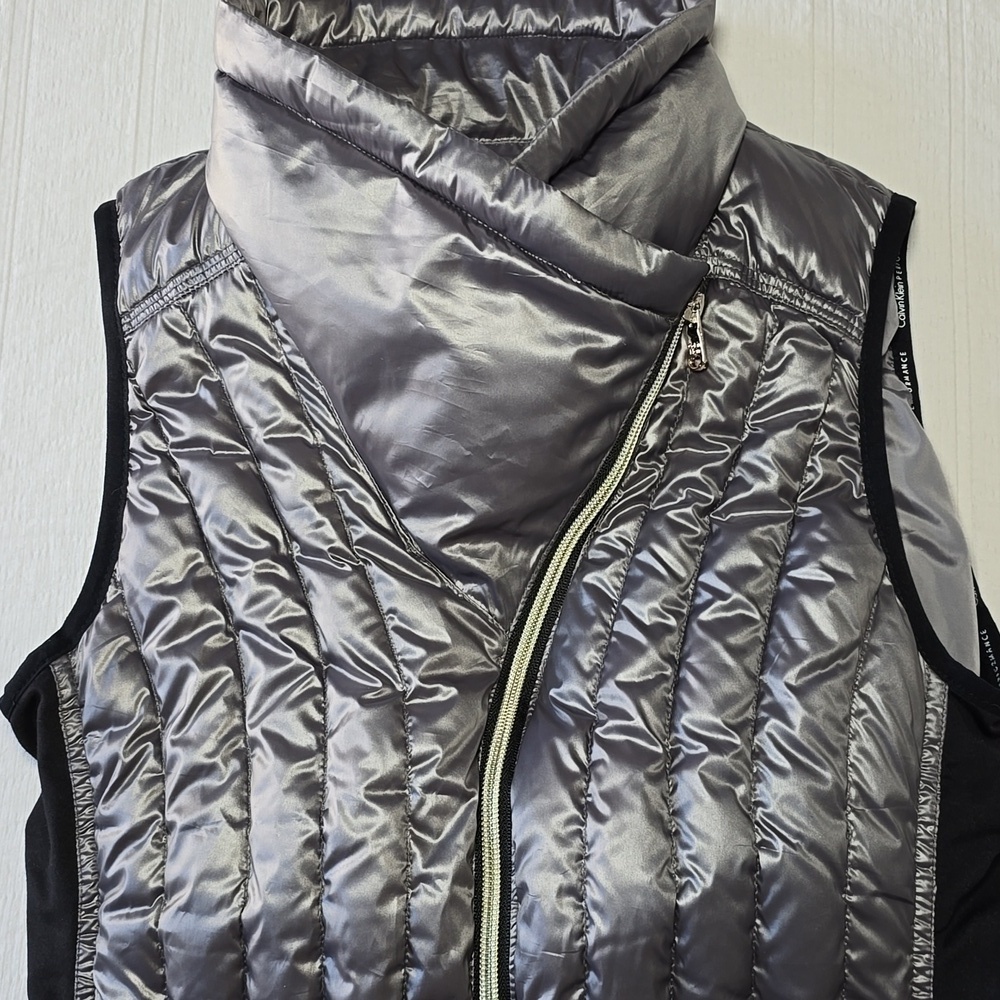Calvin Klein Performance Asymmetrical Down Vest | Gunmetal Gray | Size XS - Picture 3 of 16